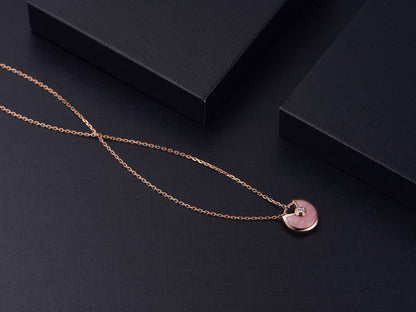 [moco jewelrys]AMULETT ROSÉGOLD PINK MOP HALSKETTE