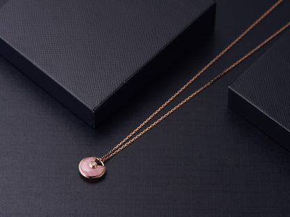 [moco jewelrys]AMULETT ROSÉGOLD PINK MOP HALSKETTE