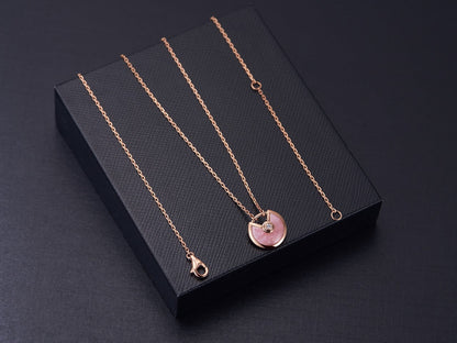 [moco jewelrys]AMULETT ROSÉGOLD PINK MOP HALSKETTE