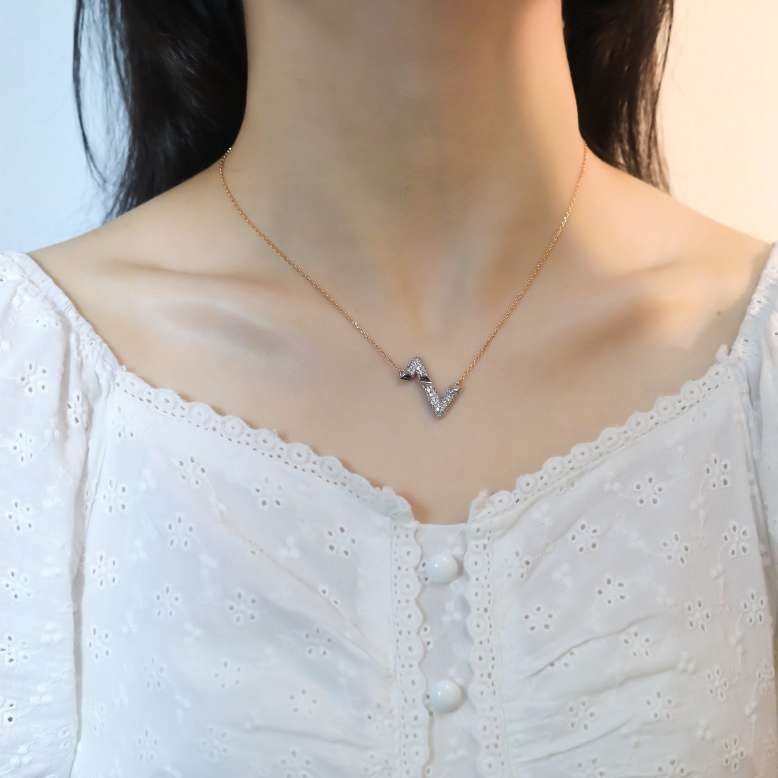 [moco jewelrys]VOLT SILVER DIAMOND PEDANT NECKLACE