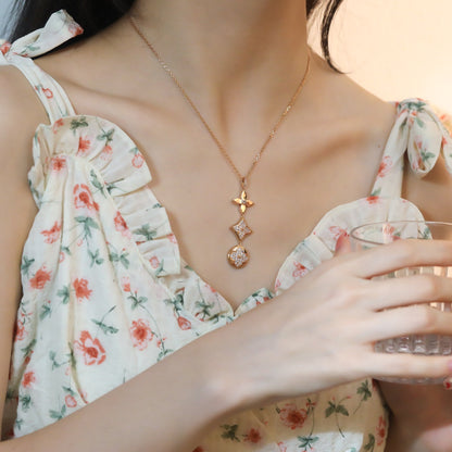 [moco jewelrys]STAR AND SUN DIAMOND PINK GOLD NECKLACE
