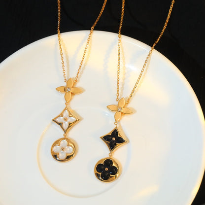 [moco jewelrys]STAR AND SUN ONYX PINK GOLD HALSKETTE