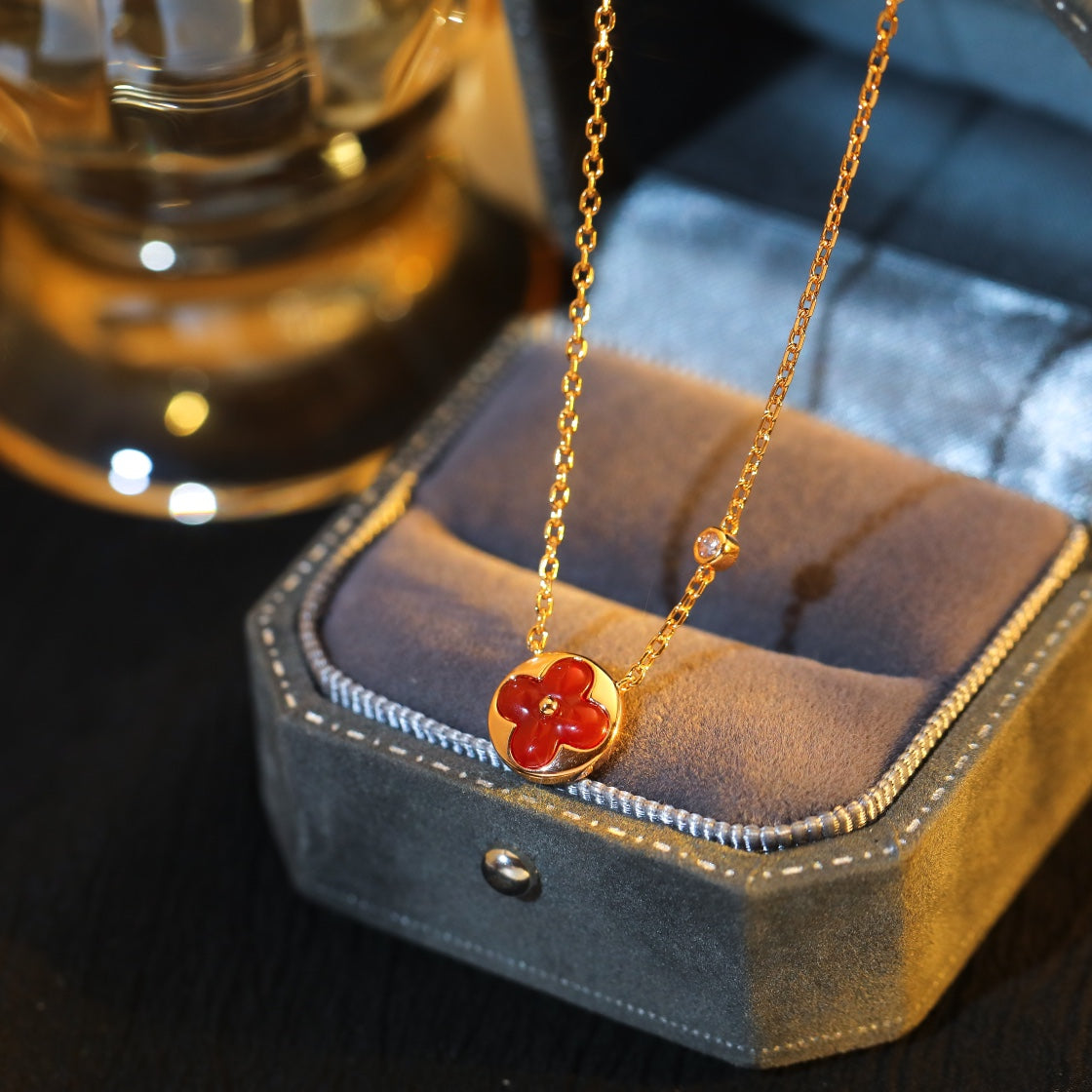 [moco jewelrys]SUN PEDANT PINK GOLD 1 DIAMOND NECKLACE