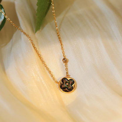 [moco jewelrys]SUN PEDANT PINK GOLD 1 DIAMOND NECKLACE