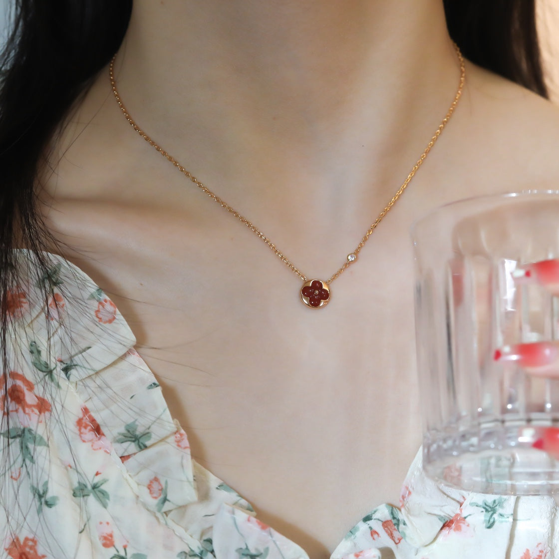 [moco jewelrys]SUN PEDANT PINK GOLD 1 DIAMOND NECKLACE
