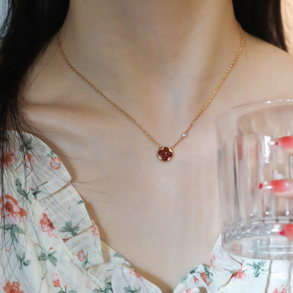 [moco jewelrys]SUN PEDANT PINK GOLD 1 DIAMOND NECKLACE