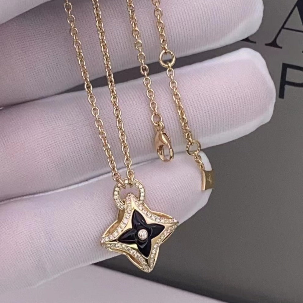 [moco jewelrys]STAR PEDANT PINK GOLD DIAMOND NECKLACE