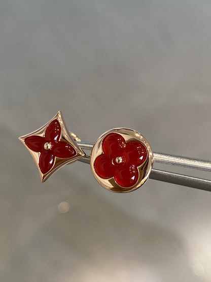 ¡®Moco¡¯STAR AND SUN PINK GOLD CARNELIAN STUD EARRINGS