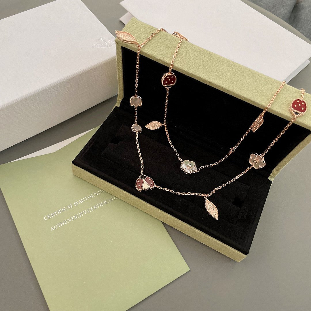 [moco jewelrys]LUCKY SPRING 15 MOTIFS ROSE GOLD NECKLACE