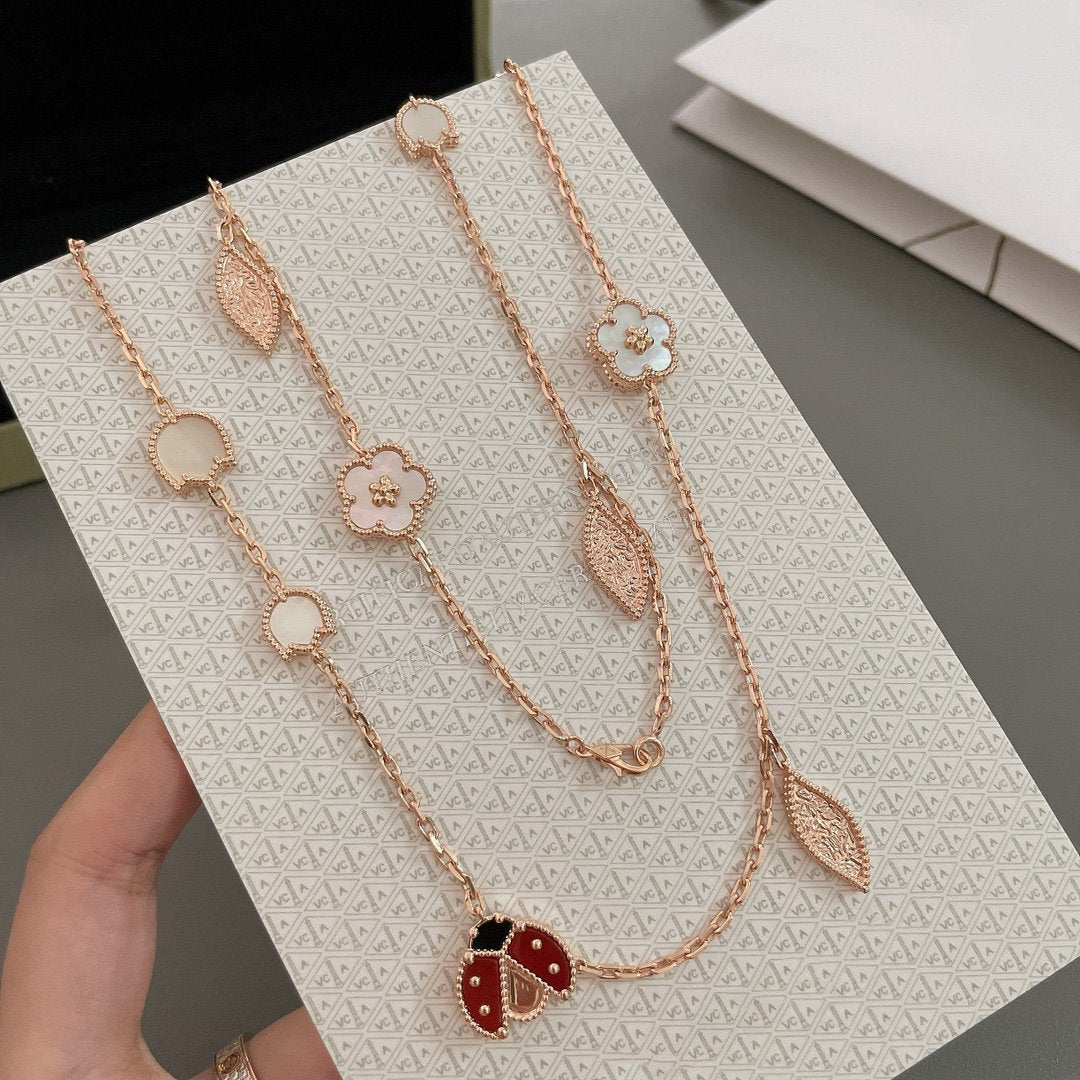 [moco jewelrys]LUCKY SPRING 15 MOTIFS ROSE GOLD NECKLACE