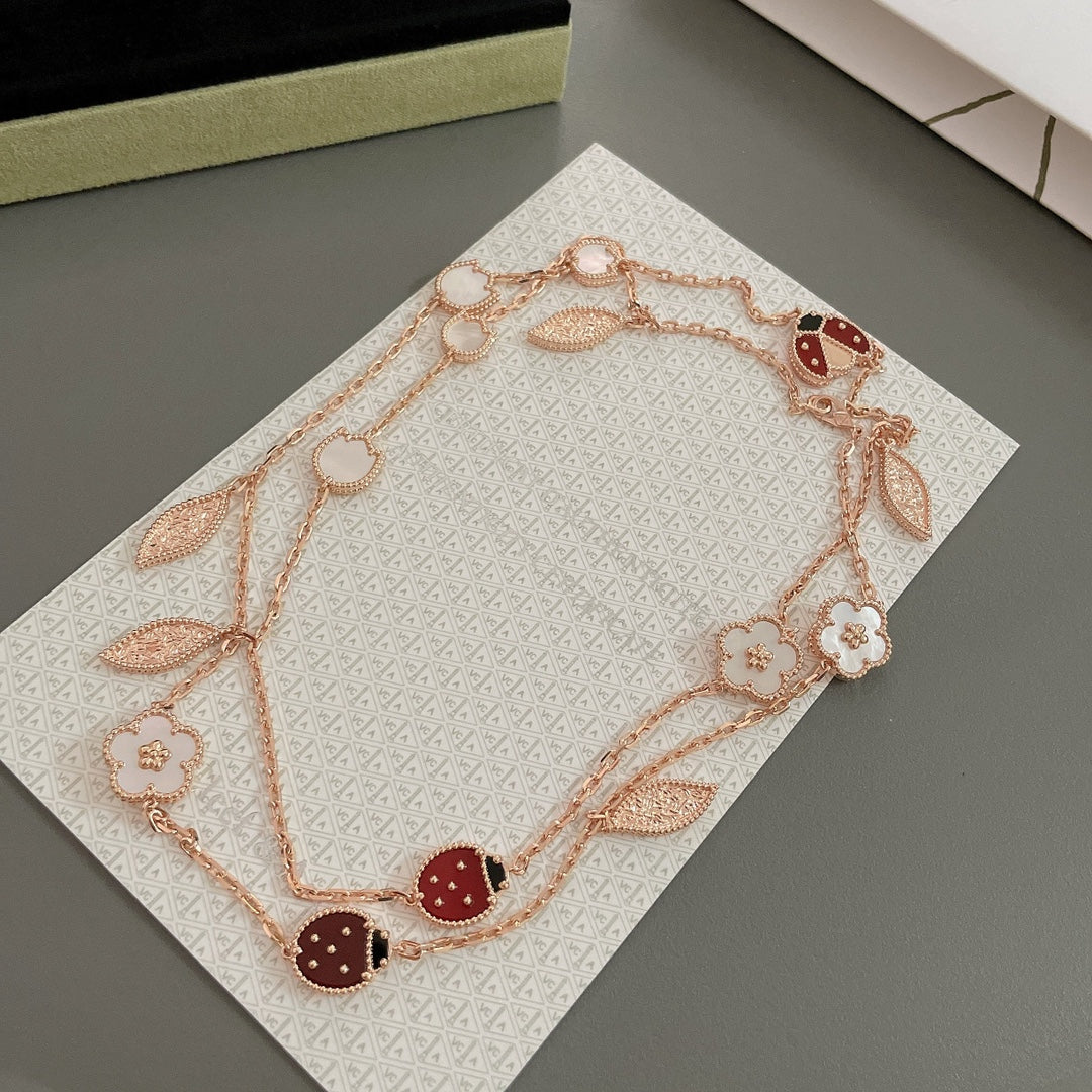 [moco jewelrys]LUCKY SPRING 15 MOTIFS ROSE GOLD NECKLACE