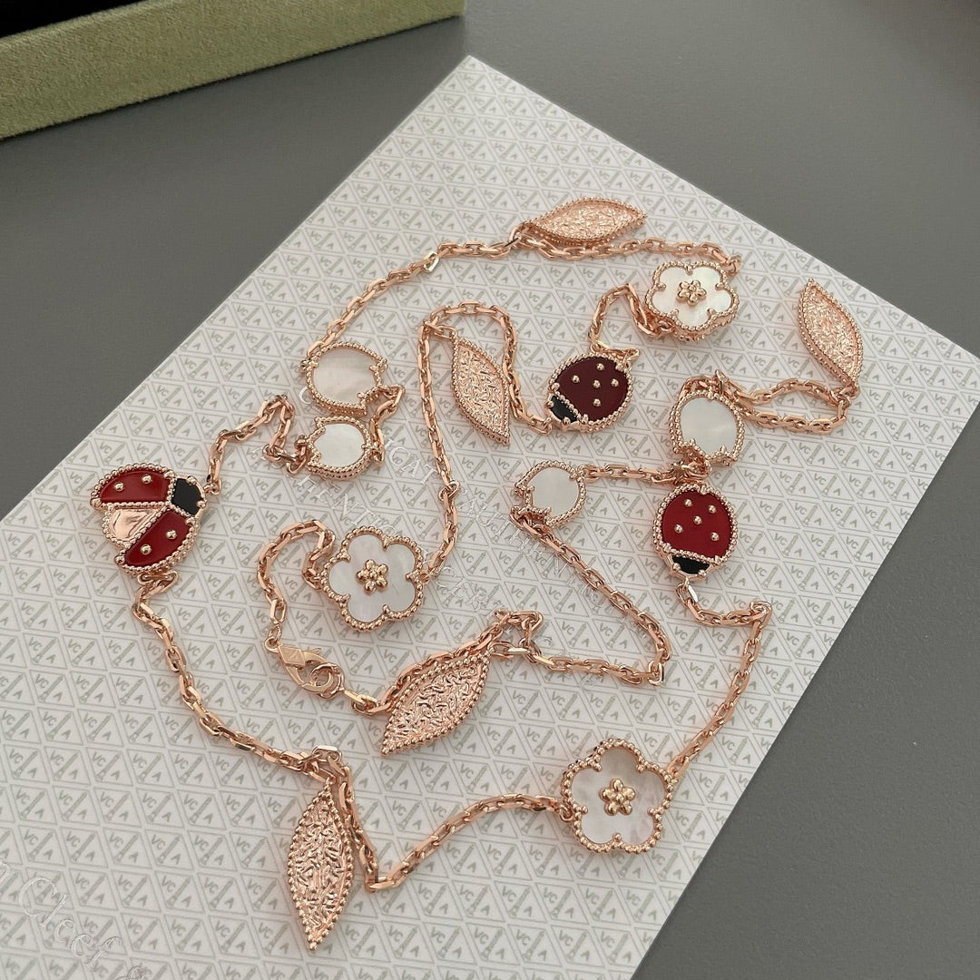 [moco jewelrys]LUCKY SPRING 15 MOTIFS ROSE GOLD NECKLACE