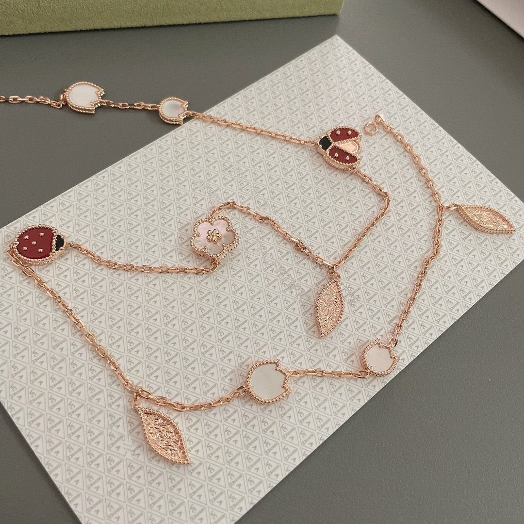 [moco jewelrys]LUCKY SPRING 15 MOTIFS ROSE GOLD NECKLACE