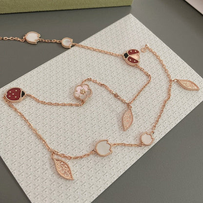 [moco jewelrys]LUCKY SPRING 15 MOTIFS ROSE GOLD NECKLACE