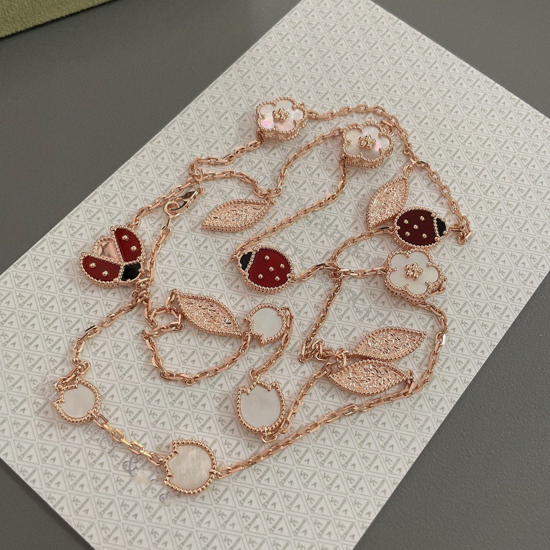 [moco jewelrys]LUCKY SPRING 15 MOTIFS ROSE GOLD NECKLACE