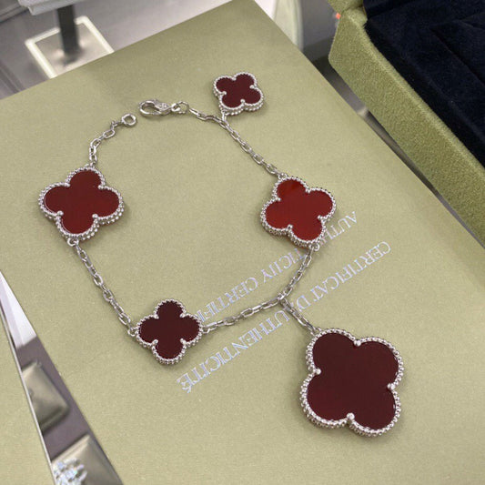 [moco jewelrys]CLOVER 5 MOTIFS SILBER KARNEOL ARMBAND
