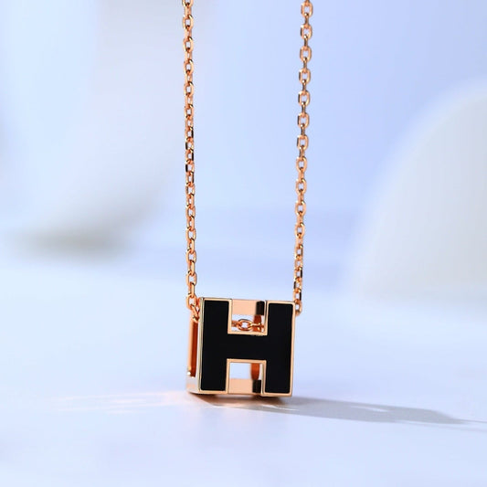 [moco jewelrys]H CAGE PINK GOLD NECKLACE