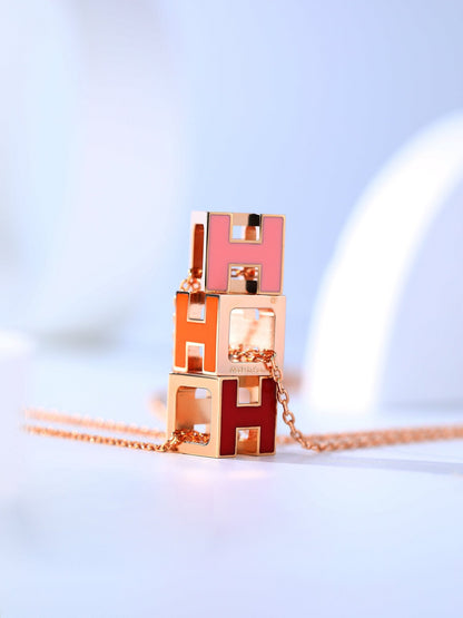 [moco jewelrys]H CAGE PINK GOLD NECKLACE