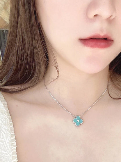 [moco jewelrys]KLEE 1 DIAMANT HELLBLAUE SILBERNE HALSKETTE