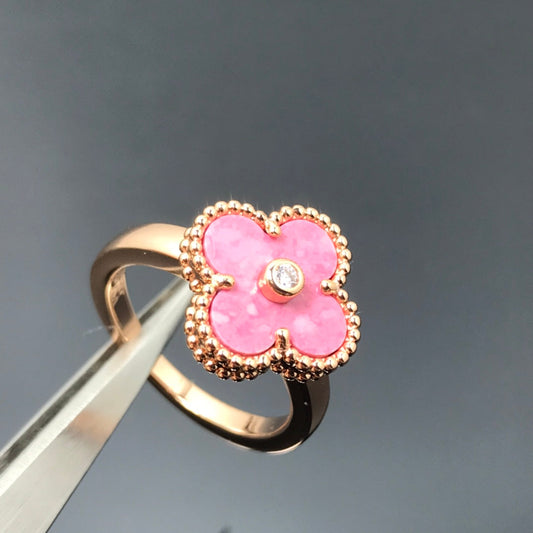 [moco jewelrys]CLOVER RHODONITE ROSE GOLD RING