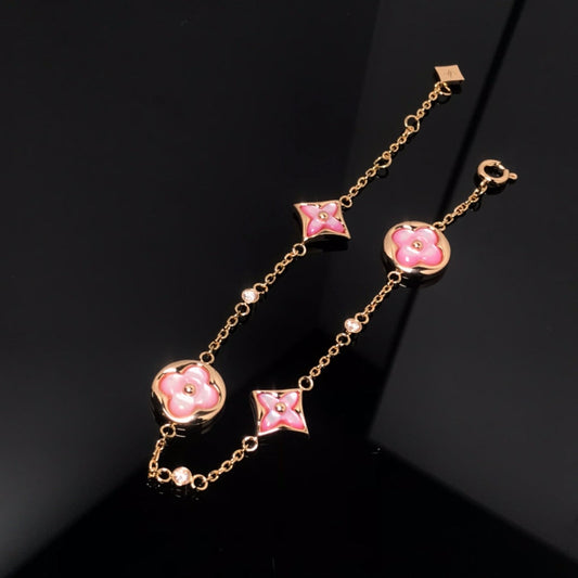 [moco jewelrys]STAR AND SUN 4 MOTIF ROSA PERLMUTT ROSÉGOLD ARMBAND