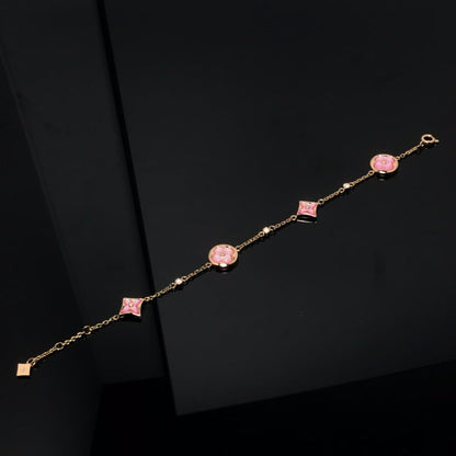 ¡®Moco¡¯STAR AND SUN 4 MOTIF PINK MOP PINK GOLD BRACELET