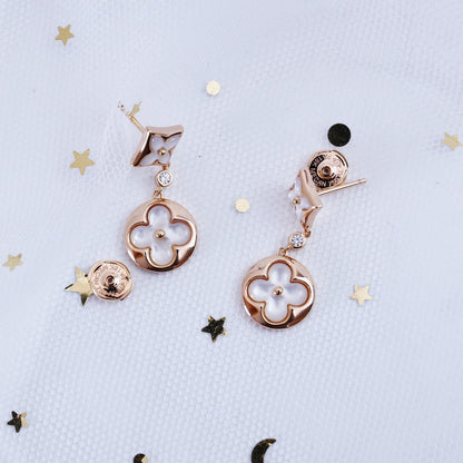 ¡®Moco¡¯STAR AND SUN PINK GOLD MOP DROP EARRINGS