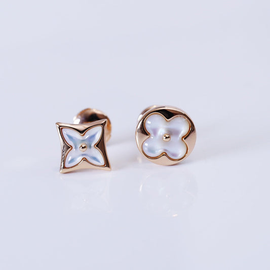 [moco jewelrys]STAR AND SUN PINK GOLD MOP STUD EARRINGS