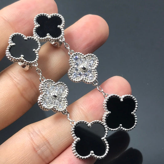 [moco jewelrys]KLEE 3 MOTIVE DIAMANT ONYX SILBER OHRRINGE
