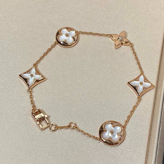 [moco jewelrys]ARMBAND "STAR AND SUN 5 MOTIF" AUS PERLMUTT UND ROSÉGOLD