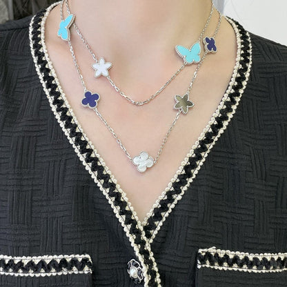 [moco jewelrys]LUCKY CLOVER SILVER 11 MOTIF NECKLACE