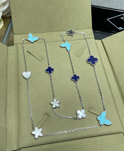 [moco jewelrys]LUCKY CLOVER SILVER 11 MOTIF NECKLACE