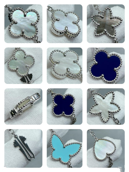 [moco jewelrys]LUCKY CLOVER SILVER 11 MOTIF NECKLACE
