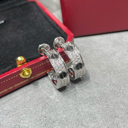 [moco jewelrys]LOVE KERAMIK DIAMANT PAVÉE SILBER OHRRINGE