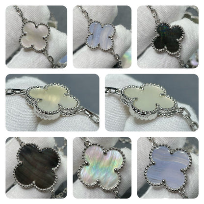 [moco jewelrys]CLOVER 16 MOTIF CHALCEDONY MOP SILVER NECKLACE