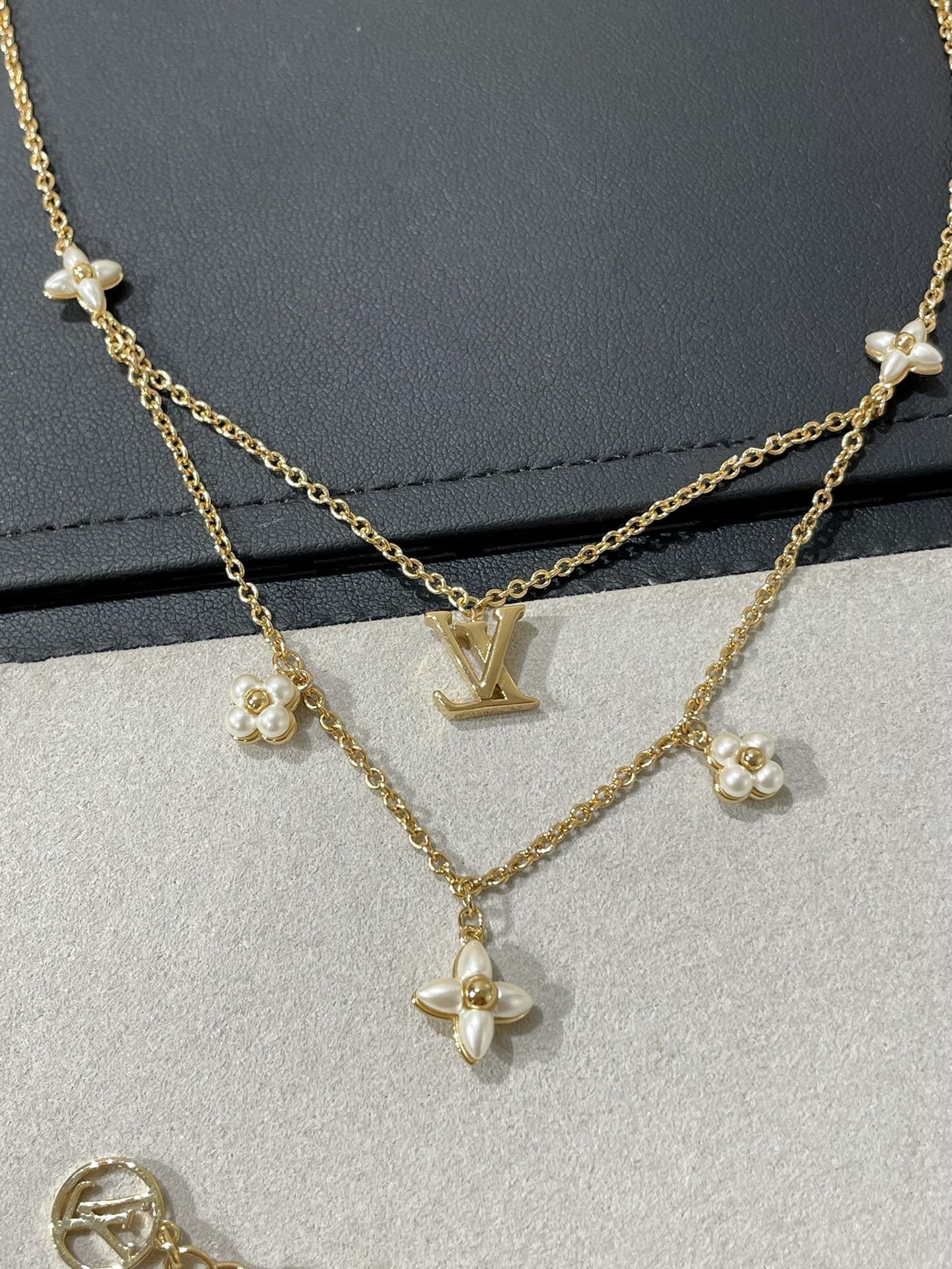 [moco jewelrys]FLOWERGRAM GOLD MOP DOUBLE ROW NECKLACE