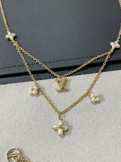 [moco jewelrys]FLOWERGRAM GOLD MOP DOUBLE ROW NECKLACE