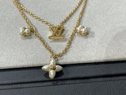 [moco jewelrys]FLOWERGRAM GOLD MOP DOUBLE ROW NECKLACE