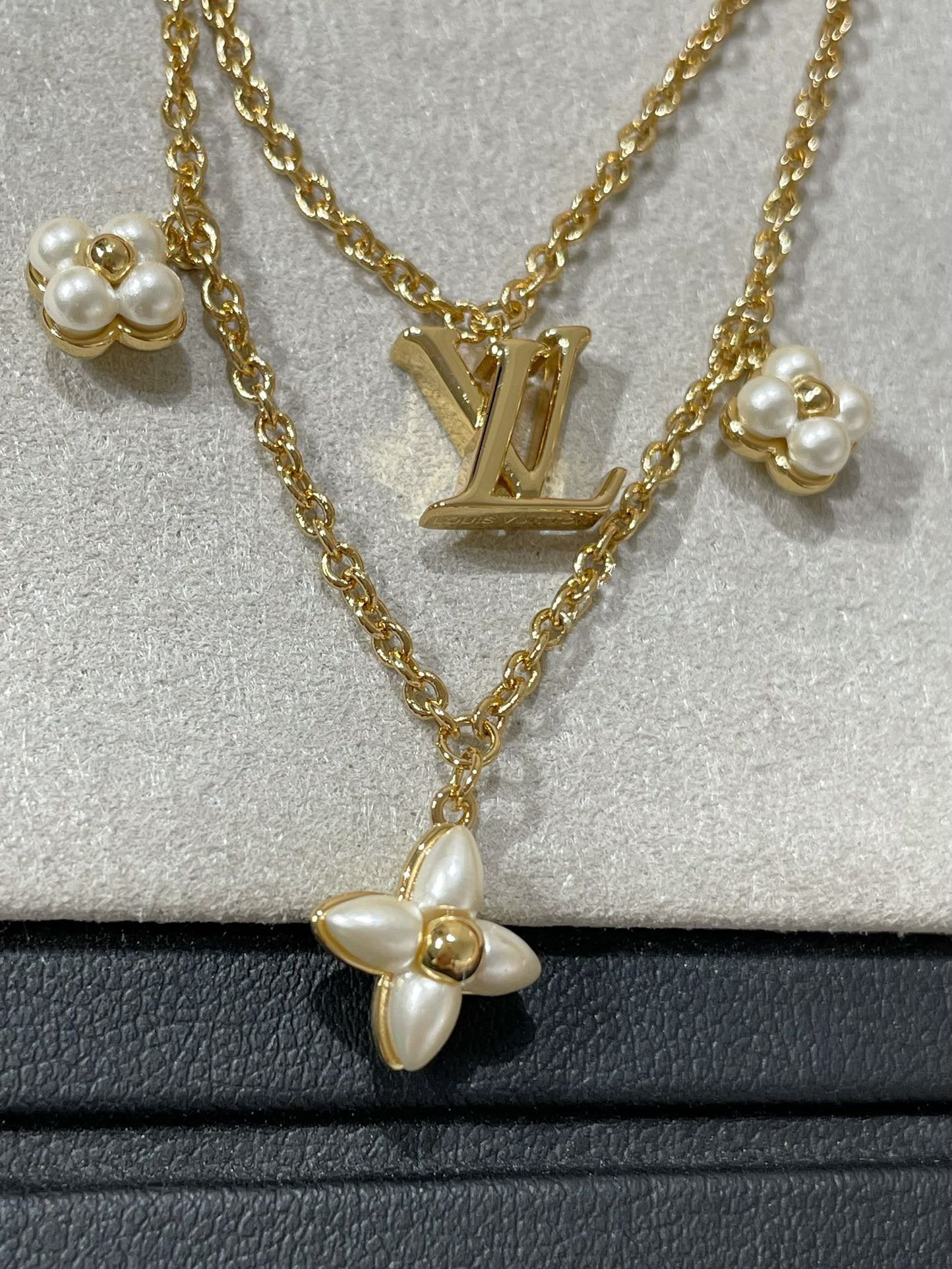 [moco jewelrys]FLOWERGRAM GOLD MOP DOUBLE ROW NECKLACE
