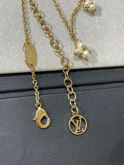 [moco jewelrys]FLOWERGRAM GOLD MOP DOUBLE ROW NECKLACE