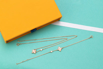 [moco jewelrys]STAR PINK MOP 1 DIAMOND PINK GOLD NECKLACE