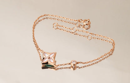 [moco jewelrys]STAR PINK MOP 1 DIAMOND PINK GOLD NECKLACE