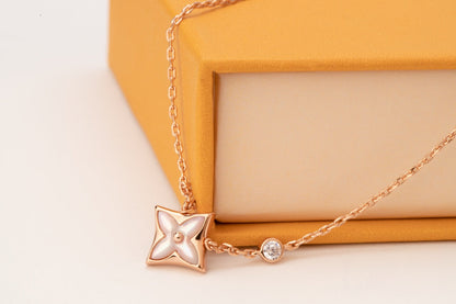 [moco jewelrys]STAR PINK MOP 1 DIAMOND PINK GOLD NECKLACE