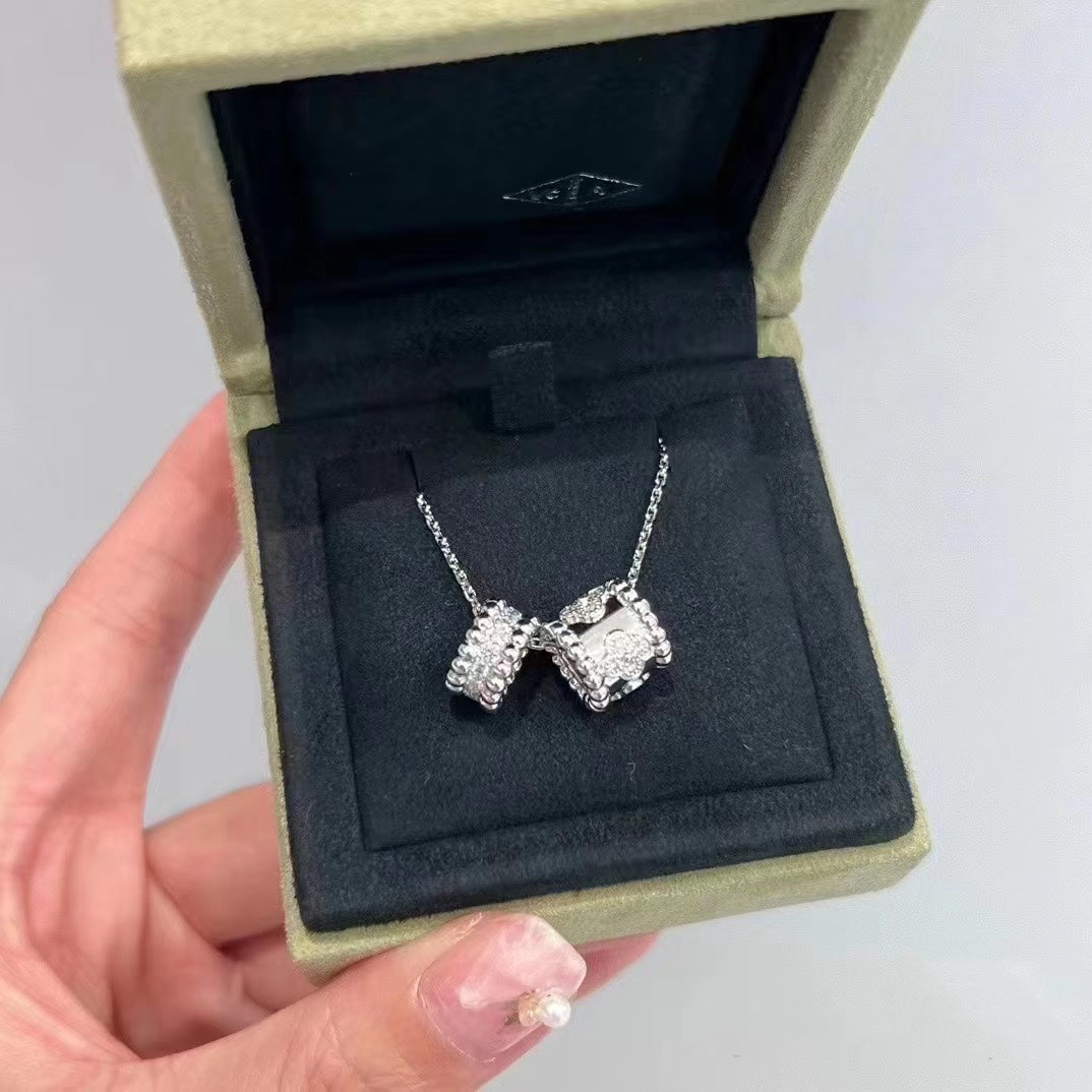 [moco jewelrys]PERLEE DOUBLE PENDANT SILVER DIAMOND NECKLACE