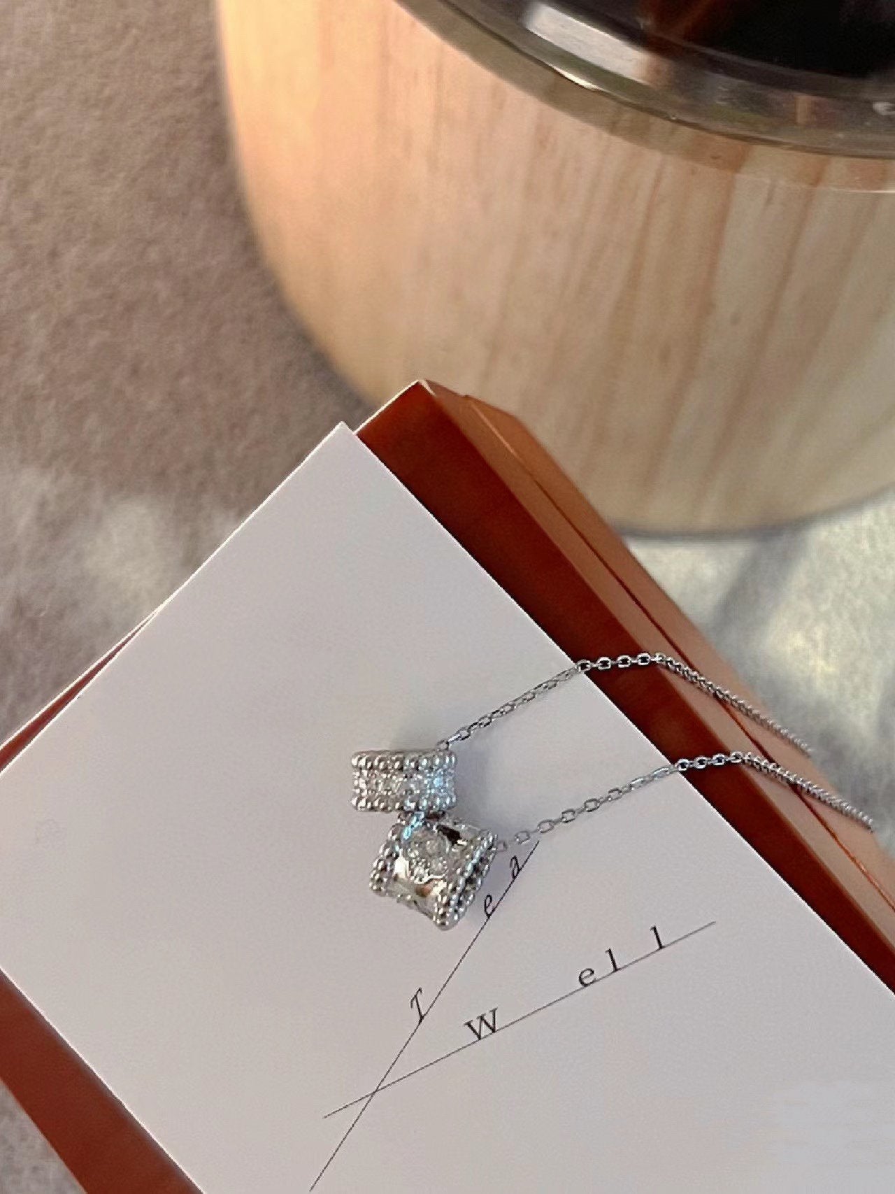 [moco jewelrys]PERLEE DOUBLE PENDANT SILVER DIAMOND NECKLACE