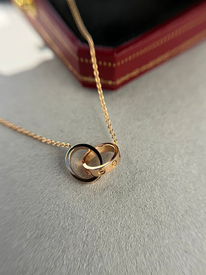 [moco jewelrys]LOVE NECKLACE DOUBLE RING PINK GOLD