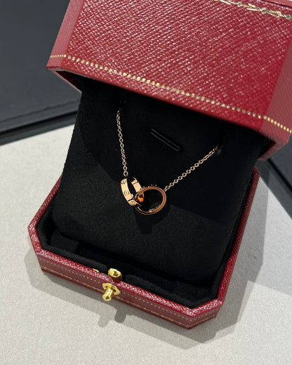 [moco jewelrys]LOVE NECKLACE DOUBLE RING PINK GOLD