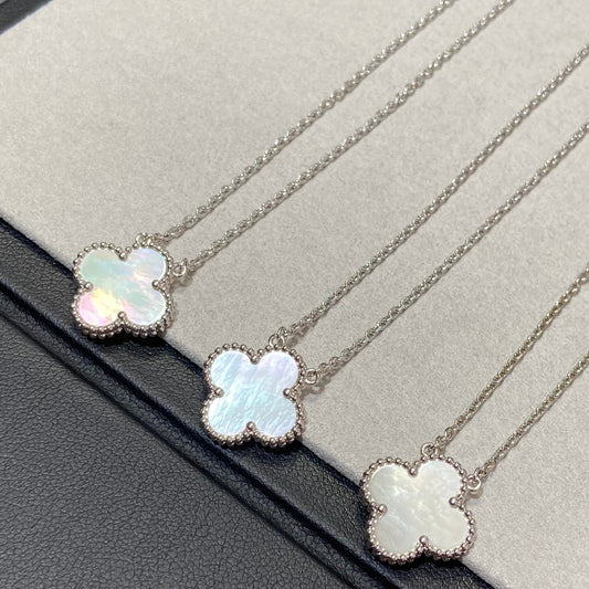 [moco jewelrys]CLOVER MEDIUM SILVER WHITE MOP NECKLACE