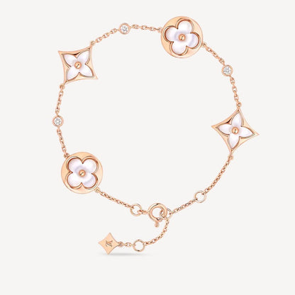 [moco jewelrys]STAR AND SUN 4 MOTIF WHITE MOP PINK GOLD BRACELET