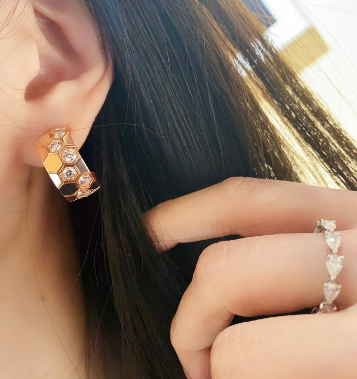 [moco jewelrys]BEE LOVE DIAMOND HOOP OHRRINGE
